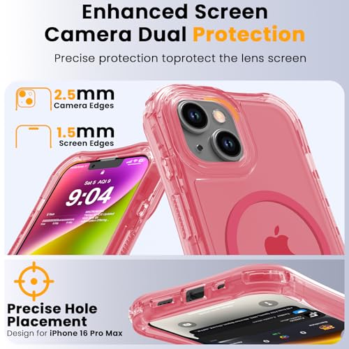 WRJ Magnetic Clear for iPhone 13 Case,iPhone 14 Case,[Compatible with MagSafe][Military Grade Drop Protection] Transparent Full Body Shockproof Protective Phone Case-Peach Pink - color: Peach Pink, style: Transparent