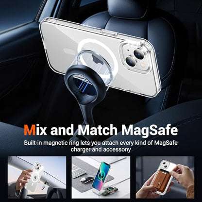 for iPhone 13 Case Clear, [Compatible with Magsafe][Anti-Yellowing][Military-Grade Protection] Shockproof Slim Magnetic Phone Case for iPhone 13, Transparent
