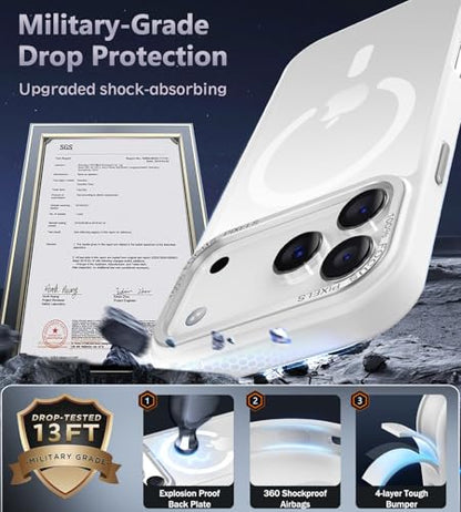 Newfuture Magnetic for iPhone 17 Pro Case Matte Shockproof, Frosted White | Military Drop Protection, Slim Matte Anti-Fingerprint, Compatible with Magsafe, Camera Guard, Translucent Protective Cover - color: Frosted White, size: iPhone 17 Pro 6.3 inch