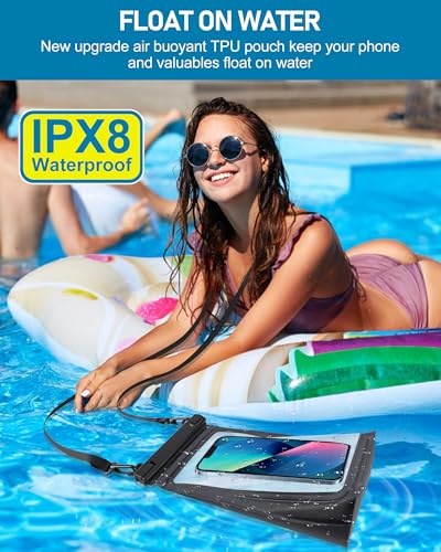 Large Capacity Waterproof Phone Pouch, Floating Dry Bag for iPhone 17 16 13 12 11 Pro Max Galaxy S22 S21 Waterproof Bag Sunscreen Glasses Storage Dry Pouch for Swimming Rafting Boating - color: Black, Extra Large Opening 5.9''