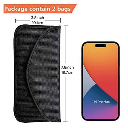 2 Pack Faraday Bags for Car Keys and Cell Phone, Signal Blocking Key Pouch Wallet, Anti-Tracking Anti Theft Car Protection, Cell Phone Signal Jammer WiFi/GSM/LTE/NFC/RFID, GPS Blocker Bag - color: 2 Packs - 7.8" * 3.8"