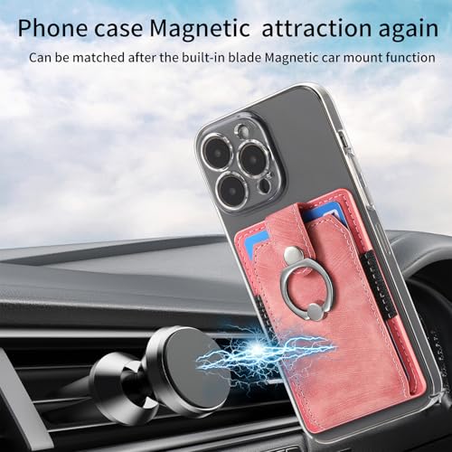 Card Holder for Phone Case, cell phone adhesive card holders,Pink