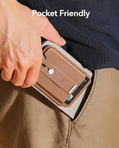 ESR for MagSafe Wallet Stand with Grip, 5 Card Holder, RFID Blocking | MagSafe Ring Included, Adjustable Stand, Magnetic Wallet for iPhone 17 Pro Max 17e 16 15 14 13 12, Selected Samsung, Brown - color: Brown