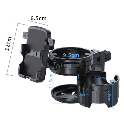 3-in-1 Stroller Cup Phone Holder, Multifunctional Stroller Cup Holder Attachment with 360° Adjustable Phone Mount, Cup Holder for Walker, Wheelchair, Strollers, Anti-Slip & Easy Install