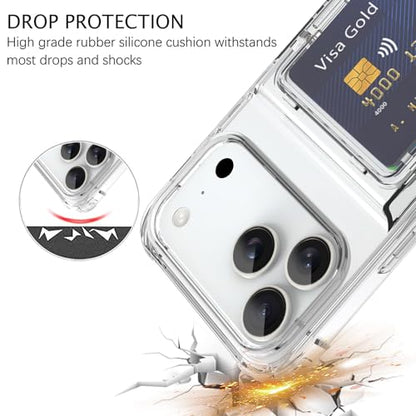 Wallet Case for iPhone 17 Pro Max with 3 Credit Card Holder Slot | Shockproof Hybrid Heavy Duty Protection Transparent Phone Cover Compatible with iPhone 17 Pro Max 6.9 Inch (Clear) - color: Clear, size: iPhone 17 Pro Max