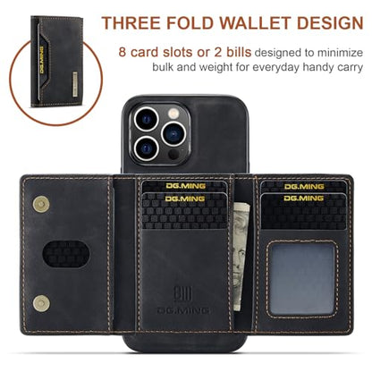 Leather Wallet Phone Cases Compatible with iPhone 15 Pro Max Case with Card Holder Men 6.7'' 2 in 1 Detachable Back Cover (Black, IP 15 Pro Max) - color: Black, size: IP 15 Pro Max