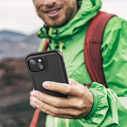 ENCASED Shockproof Case Compatible with iPhone 16 - Ultra Protective Heavy Duty Magnetic Phone Cover, Rebel Series (Black, iPhone 15 Plus) - color: Black, size: iPhone 15 Plus