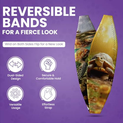 Switchbands Animal Phone Grip Strap 2 Pack – Reversible Elastic Strap, Adhesive-Free No Damage, Drop Protection, Arthritis Friendly, Wireless Charging Compatible, Universal Fit – Psychedelic Turtle - color: Psychedelic Turtle, size: Pack of 2