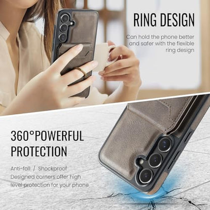 for Samsung Galaxy S26 Plus 2 in 1 Detachable Card Bag Wallet Case Durable Leather Wallets Magnetic Card Holder 4 Card Slots Ring Stand RFID Blocking Coffee - color: Coffee, size: Samsung Galaxy S26 Plus
