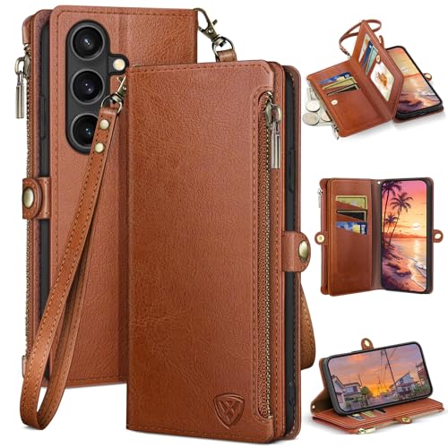 XcaseBar compatible with ‌Samsung Galaxy S26 Plus Wallet case with Zipper Credit Card Holder【RFID Blocking】,Flip Folio Book PU Phone case Shockproof Cover Women Men for SamsungS26Plus case Light Brown - color: Light Brown, size: Samsung Galaxy S26 Plus
