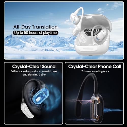 Open Ear Headphones, Bluetooth 5.4 Wireless Earbuds, White