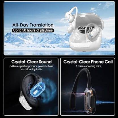 Open Ear Headphones, Bluetooth 5.4 Wireless Earbuds, White