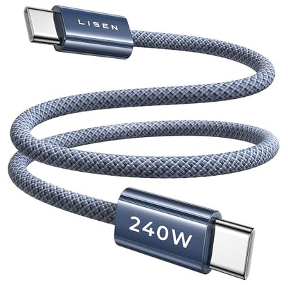 LISEN 240W Short USB C to USB C Cable (1.5FT/ 2 Pack/Midnight) - color: Midnight, size: 1.6FT+1.6FT