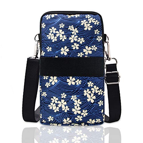 BIAOTIE Lightweight Small Crossbody bags Cell Phone Purses Travel Pouch Shoulder Bag for Women - color: Blue Flower