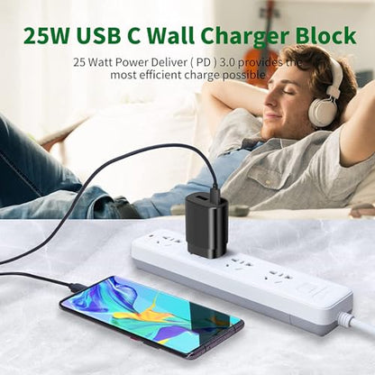 Type C Charger,25W Super Fast Charger Dual Port USB C Wall Charger, Quick Charging Block Compatible with Samsung Galaxy S25 S24 S23 S22/S22 Plus/S20/S21 Ultra Plus,Note 20/Note 10 Plus/iPhone 16/15