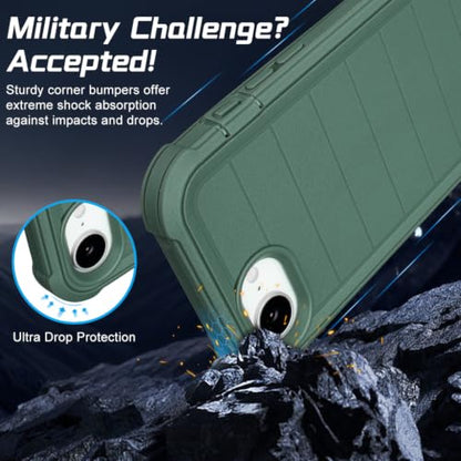 Defender Phone Case for iPhone 17e Case with Clip Holster Kickstand Green | for iPhone 17 e Case Heavy Duty iPhone17e Phone Case Rugged 2 Layers of Sturdy,Anti-Drop for Case iPhone 17eCase Protective - color: Green