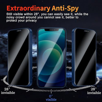 Privacy Screen Protector for iPhone 12 Mini 5.4 Inch 3 Pack, Tempered Glass Film Anti-spy Scratch Resistant 9H Hardness Case Friendly - size: iPhone 12 Mini