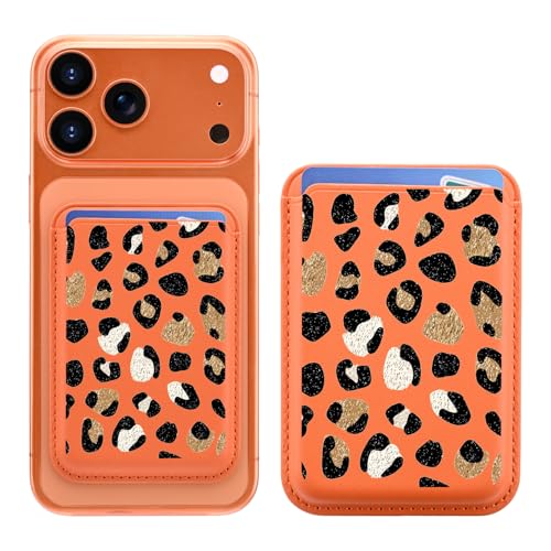 for Magsafe Card Holder | Leopard Print Leather Magnetic Wallet - color: Leopard Print