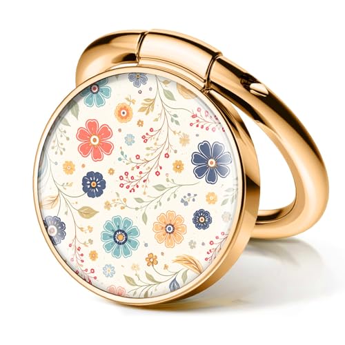 Cell Phone Ring Holder, Cute Phone Ring Grip Stand, 360°Rotation Funny Metal Kickstand Finger Grip Colorful Flowers Boho - color: Colorful Flowers Boho