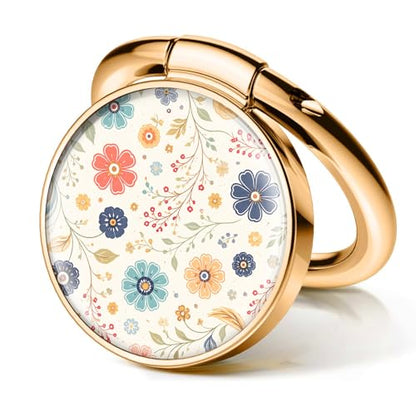 Cell Phone Ring Holder, Cute Phone Ring Grip Stand, 360°Rotation Funny Metal Kickstand Finger Grip Colorful Flowers Boho - color: Colorful Flowers Boho