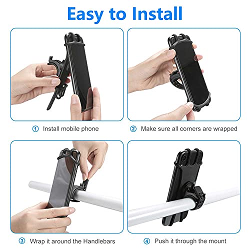 VOVIGGOL Bike Phone Mount 2 Pack, Universal Motorcycle Phone Holder for Bike, 360°Rotation Silicone Bicycle Phone Holder Handlebar Phone Mount Compatible with iPhone, Samsung, All Smartphones