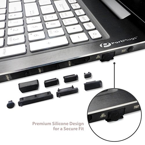 Laptop Port Dust Plug Set 13 Pieces for USB, HDMI, RJ45 and Audio, Black