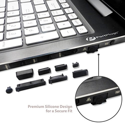 Laptop Port Dust Plug Set 13 Pieces for USB, HDMI, RJ45 and Audio, Black