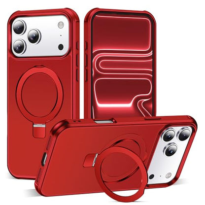 SKYLMW Compatible with iPhone 17 Pro Max Case with Stand,Red | iPhone 17 Pro Max Phone Case 6.9",Magnetic Ring Stand,Compatible with MagSafe,Military-Grade Protection,Great Grip Feeling - color: Red, size: Iphone 17 Pro Max