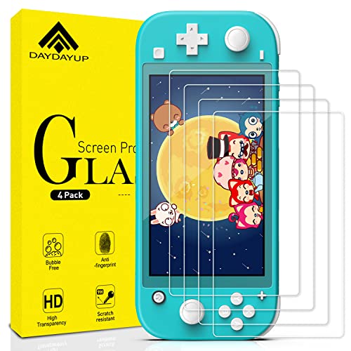 daydayup 4 Pack Tempered Glass Screen Protector for Nintendo Switch Lite, 0.3mm Thickness, 9H Hardness, Transparent, Anti-Scratch, Oleophobic Coating, Easy Installation Guide - size: 5.5"
