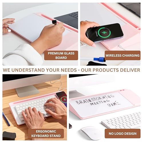 Desktop Dry Erase Board with Charger - color: Pink Base