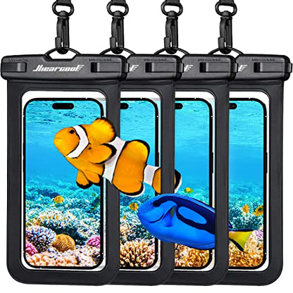 Hiearcool Waterproof Phone Pouch, Waterproof Phone Case, 4-Pack Black - color: Pack of 4 Black
