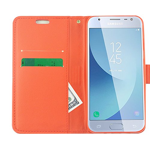For Samsung Galaxy J7 (2018), J7 Refine, J7 Star, J7V 2nd Gen. SM-J737 - Crystal Diamond Flip Wallet Case + Tempered Glass Screen Protector - Red/Glitter - color: FDS99 Red/Glitter