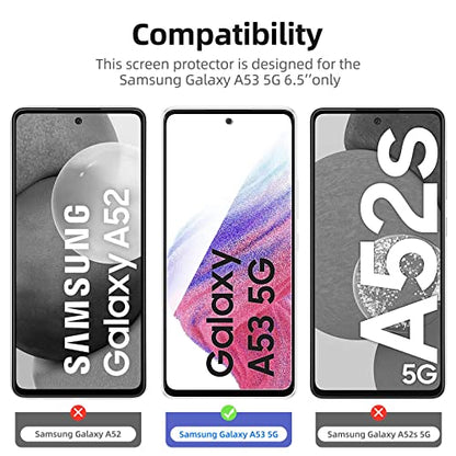 NEW'C 3 Pack Designed for Samsung Galaxy A53 5G Screen Protector Tempered Glass, Case Friendly Scratch Resistant,Bubble-Free, Ultra Resistant - size: A53 5G 6.5 inches