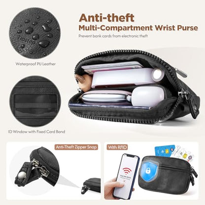 Tiostep Clip and Go Strap for Phone with Wallet Crossbody Phone Lanyard Adjustable and Anti-Theft Leather Purse with RFID Zipper Pouch for Travel Daily Life. Black Medium - color: Black