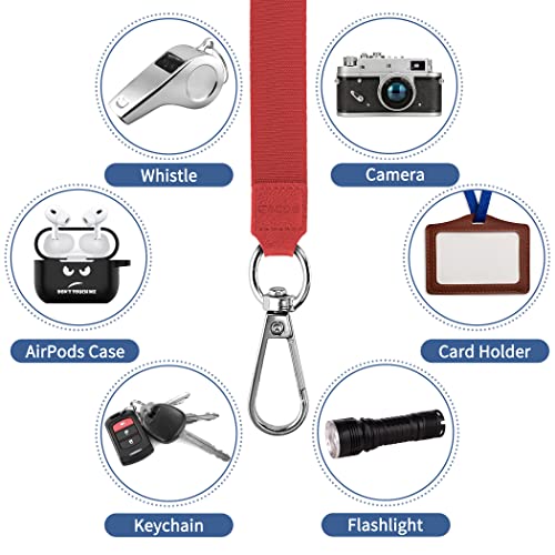 CACOE Phone Lanyard 2 Pcs-1 Pcs Adjustable Neck Strap,1 Pcs Wrist Strap,4 Pads,Universal Crossbody Multifuctional Cell Phone Lanyards Compatible with Most Smartphones(Red) - color: Red