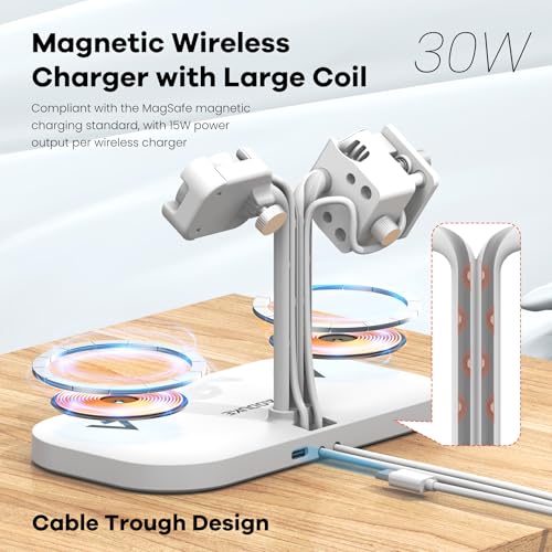 4-in-1 Charging Station,Wireless Charger & Dual Smart Watch Stand - color: A423SW-White