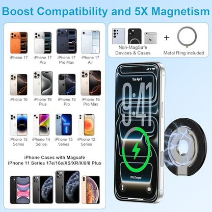 MagSafe Phone Ring Grip, 360° Rotation Magnetic Phone Ring Holder Stand - color: black
