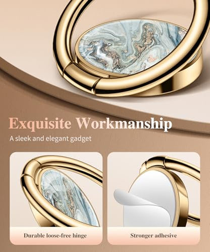 GVIEWIN Marble Cell Phone Ring Holder, Metal Kickstand Grip 360° Rotation - color: Ocean Tide/Green