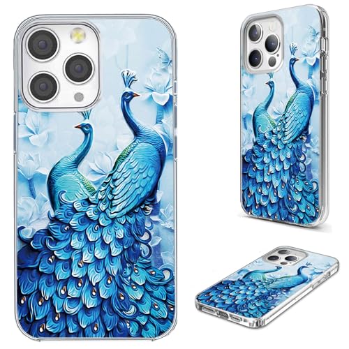 for iPhone 14 Pro Max Case for Women Girl Men, Full Protective Shockproof Slim Soft TPU Clear Phone Cover Cases for iPhone 14 ProMax 6.7,Beautiful Blue Peacock Butterfly Flower - color: Blue Peacock Butterfly