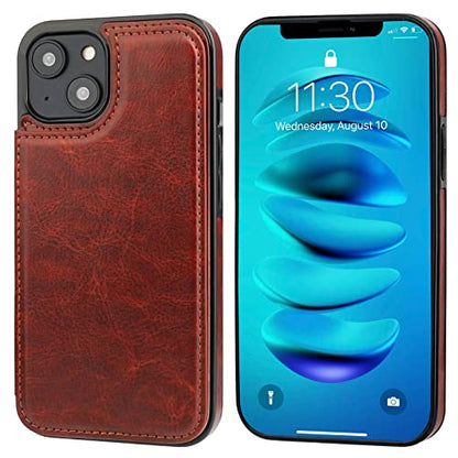 ONETOP for iPhone 14 Wallet Case with Credit Card Holder,Brown - color: Brown
