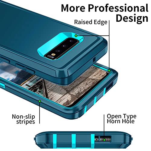 for Galaxy S10 Case,[Without Screen Protector] Heavy Duty Shockproof Dust/Drop Poof 3 Layers Full Bady Protection Rugged Cover for Galaxy S10 6.1",Turquoise - color: Turquoise