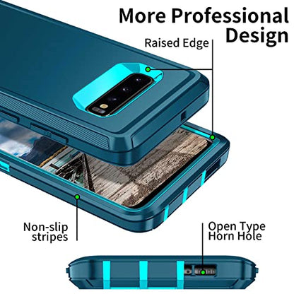 for Galaxy S10 Case,[Without Screen Protector] Heavy Duty Shockproof Dust/Drop Poof 3 Layers Full Bady Protection Rugged Cover for Galaxy S10 6.1",Turquoise - color: Turquoise