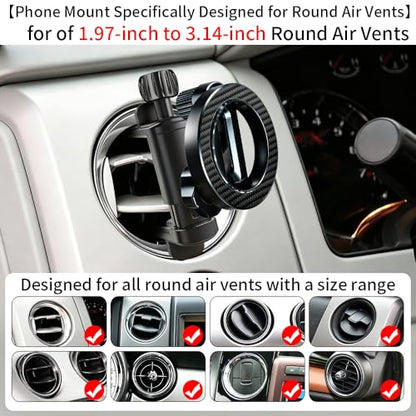 Car Magnetic Phone Holder Mount for Ford Mustang 2005-2023，F-150 2004-2014，F-250 2008-2016，F-350 2008-2016，Expedition 2003-2017 Circle Air Vent Accessories Cellphone Screen Stand Cradle Mobile