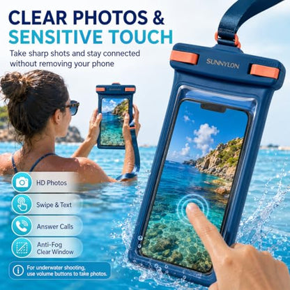 3D Waterproof Phone Pouch Case,IPX8 100FT Underwater Cell Phone Dry Bag,Soft TPU Sensitive Touch Screen Protector with Lanyard,Fits iPhone 17-11 Pro Max Plus,Galaxy S25,for Fishing Pool River(Blue) - color: 1-pack Blue