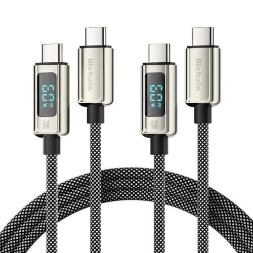Hichain 2PACK 4FT 60W USB C to USB C Cable with LED Display Silver - color: Silver 2p, size: 4FT
