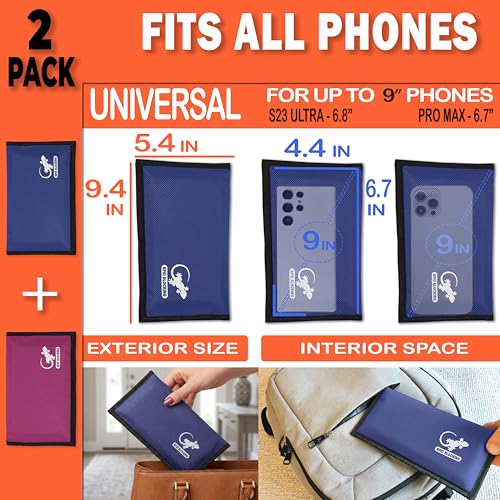 Faraday Bag Anti-Tracking GPS RFID Car Key Signal Blocker Wallet Shielding Pouch Protective Case for Cell Phone Car Key FOB, Data Privacy, Electronic Device Security (2 PACK - BLUE AND PINK) - color: 2 PACK - BLUE AND PINK