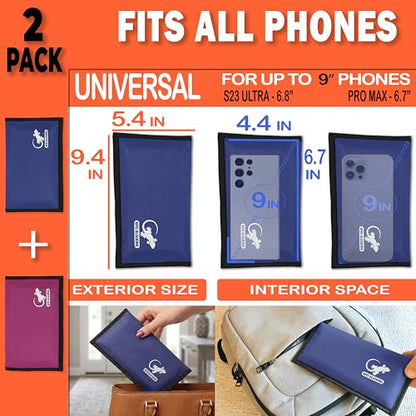 Faraday Bag Anti-Tracking GPS RFID Car Key Signal Blocker Wallet Shielding Pouch Protective Case for Cell Phone Car Key FOB, Data Privacy, Electronic Device Security (2 PACK - BLUE AND PINK) - color: 2 PACK - BLUE AND PINK