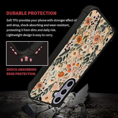 for Samsung Galaxy S24/S25 Case,Soft Silicone Shockproof Bumper Camera Protection Phone Case-Dark Embroidery Flower - color: Dark Embroidery Flower, size: Samsung Galaxy S24/S25