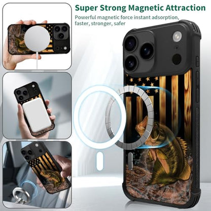 DJSOK Case for iPhone 17 Pro Max,Compatible with MagSafe,Anti-Scratch Shockproof Case,Wood American Flag Fish - color: Wood American Flag Fish, size: IPhone 17 Pro Max