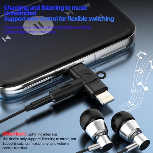 Aux to USB C Adapter for iPhone 17 16 15 14 13 Pro Max Lightning Headphone Jack 3.5mm Audio Cable (2in1) Compatible with Samsung S22 Dual Port for iPod Android Auxiliary Earphone Computer Microphone